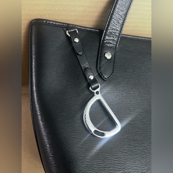 Sold LAUREN RALPH LAUREN TOTE SHOULDER BAG SAFFIANO LEATHER BLACK COLOR - Picture 11 of 13